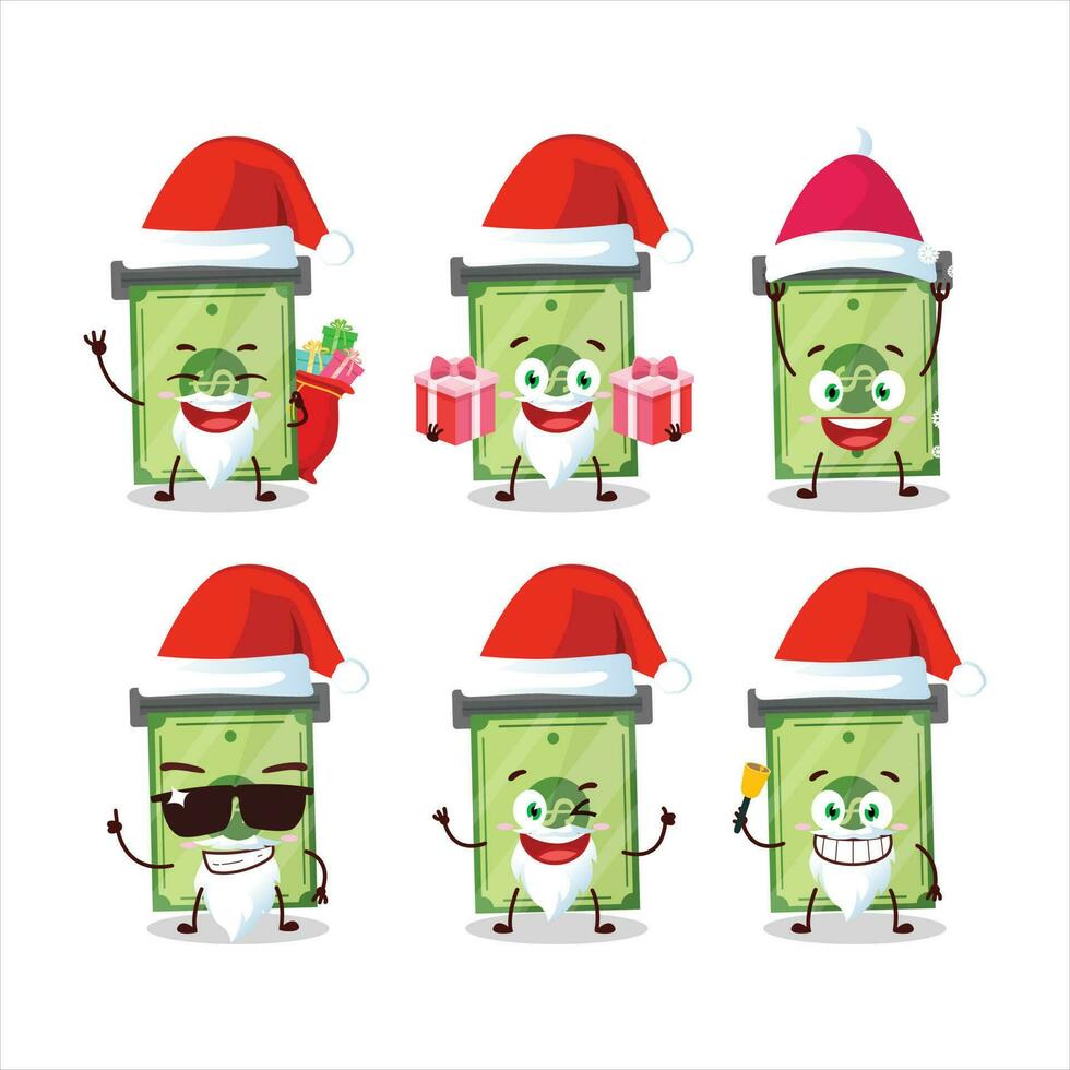 Papa Noel claus emoticones con dinero espacio dibujos animados personaje vector