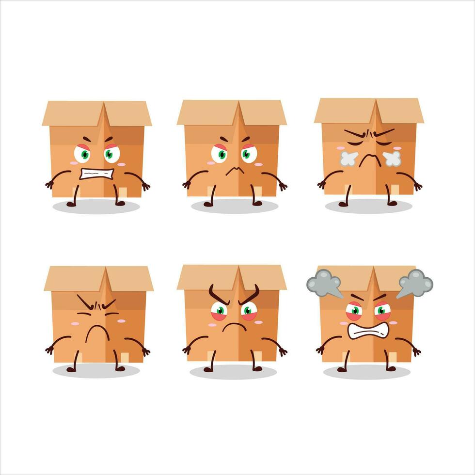 Office boxes cartoon character with various angry expressions vector