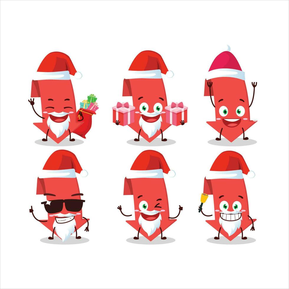 Santa Claus emoticons with arrow down cartoon character vector