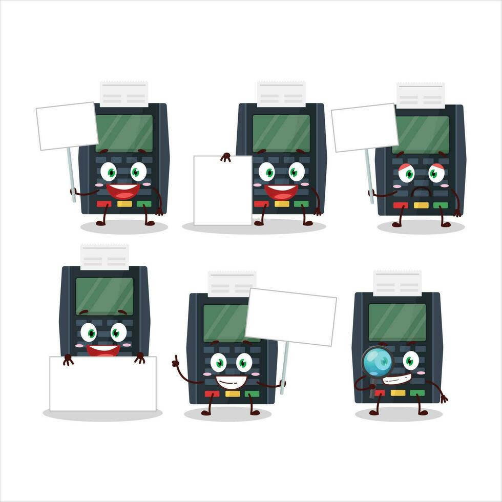 Terminal bank card cartoon character bring information board vector