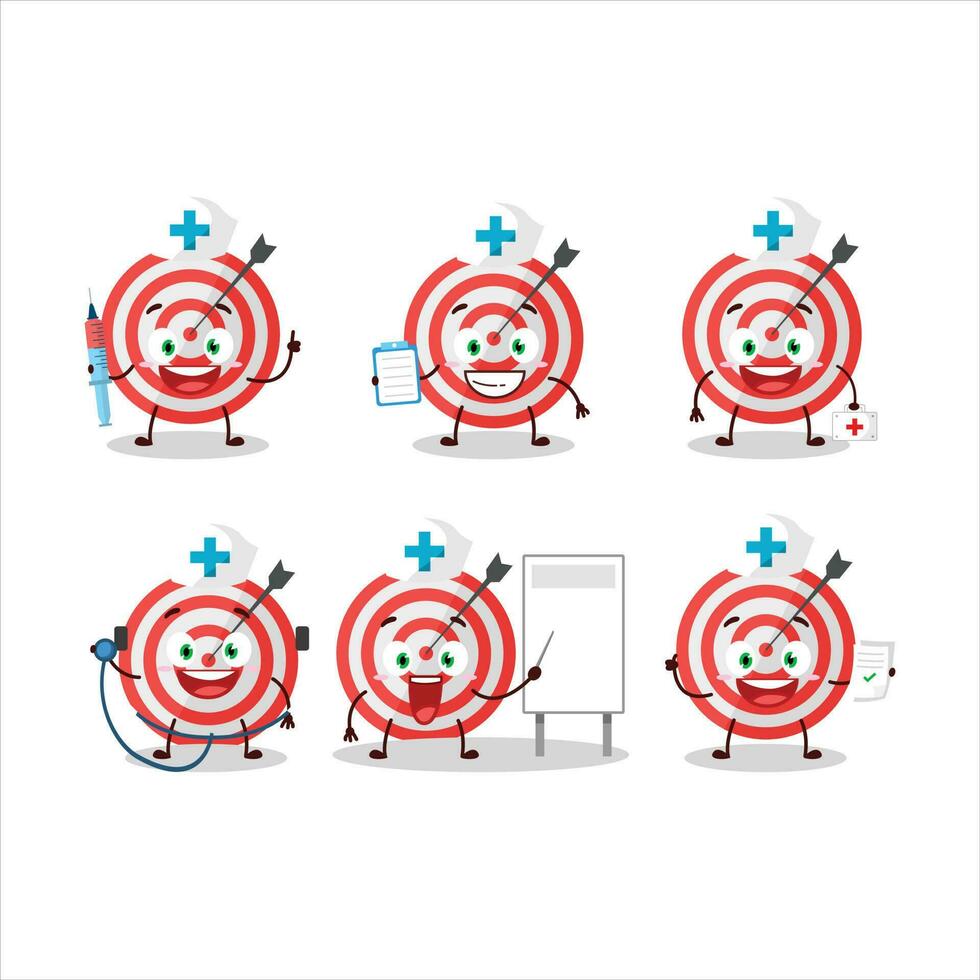 Doctor profession emoticon with target cartoon character vector