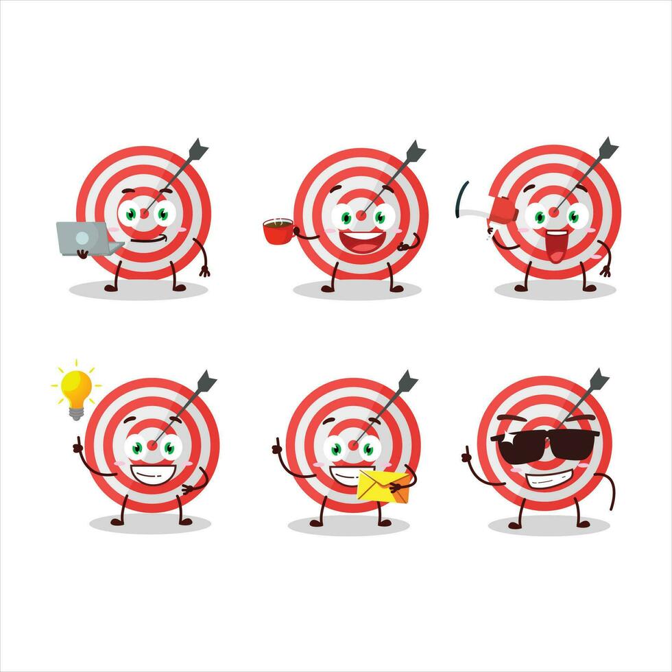 Target cartoon character with various types of business emoticons vector