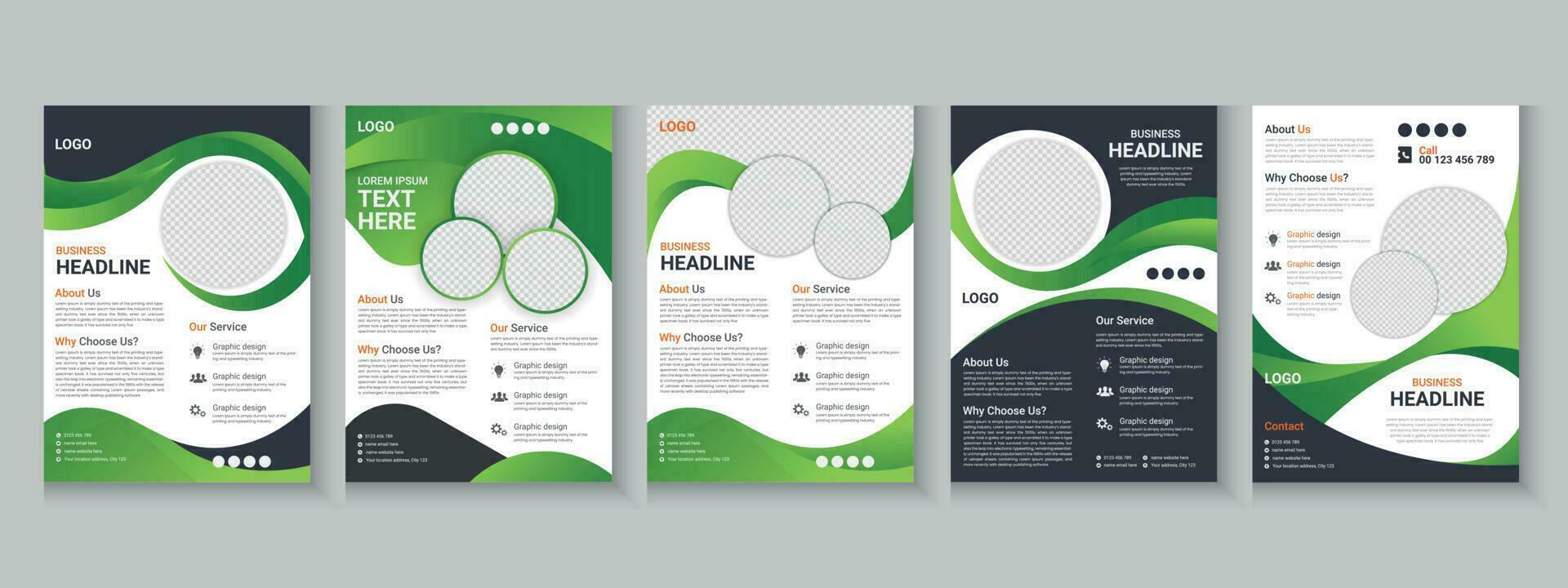 Flyer collection, flyer bundle, flyer set, brochure set, annual report, company profile, digital marketing layout, booklet brochure template design with mockup vector