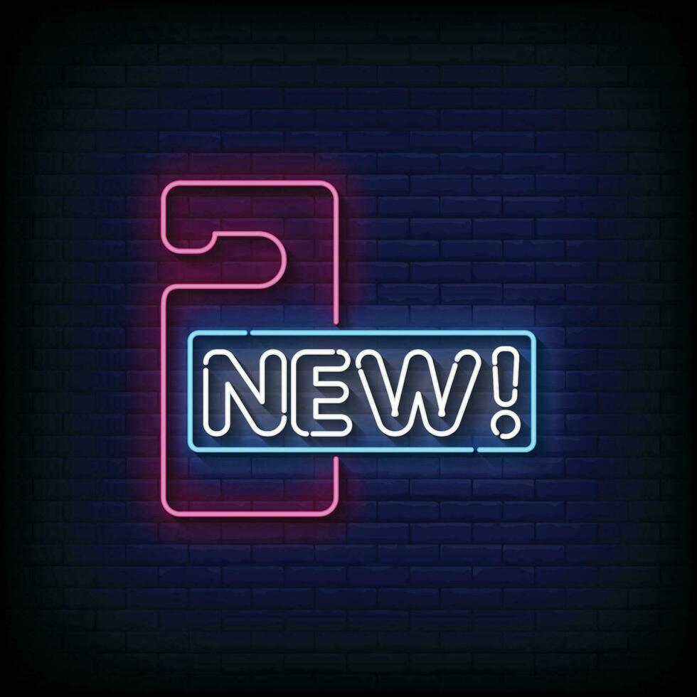 Neon Sign new with brick wall background vector