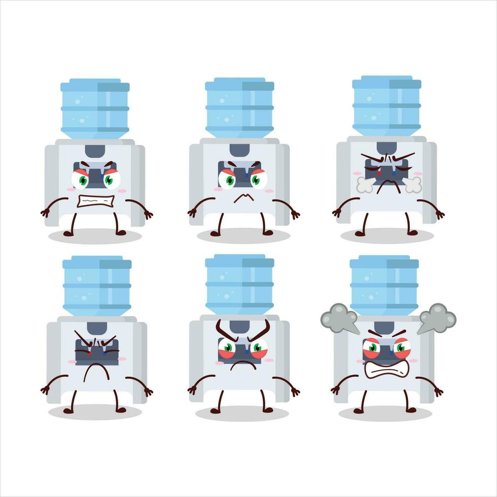 Water cooler cartoon character with various angry expressions vector