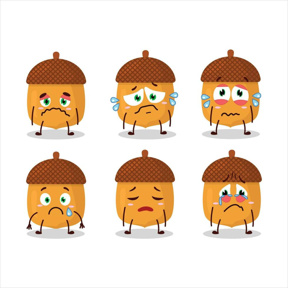 Walnuts cartoon in character with sad expression vector