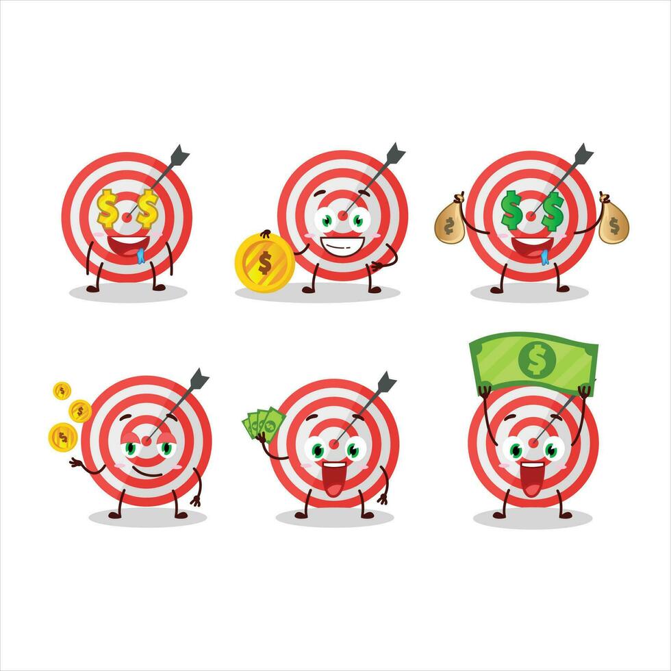 Target cartoon character with cute emoticon bring money vector