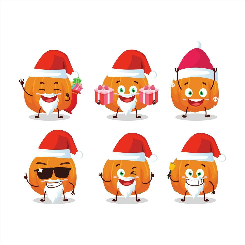 Papa Noel claus emoticones con naranja calabaza dibujos animados personaje vector