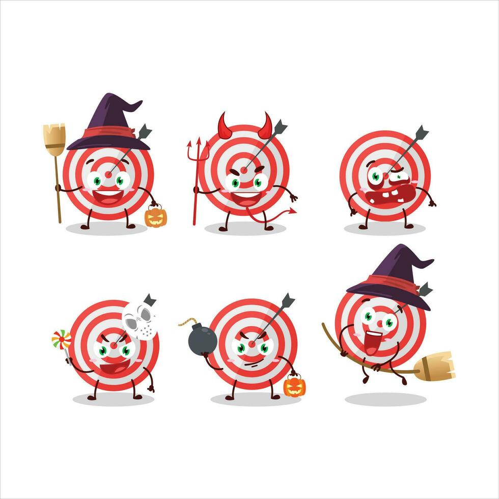 Halloween expression emoticons with cartoon character of target vector