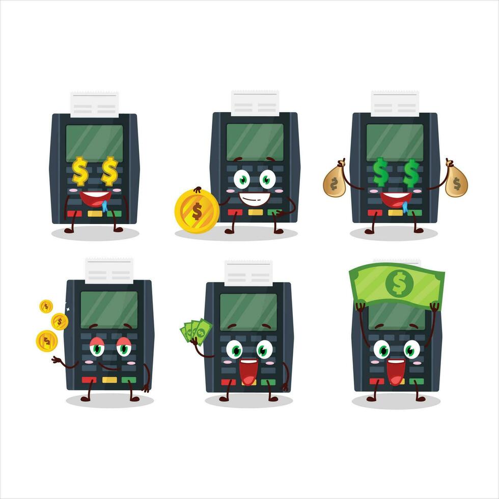 Terminal bank card cartoon character with cute emoticon bring money vector