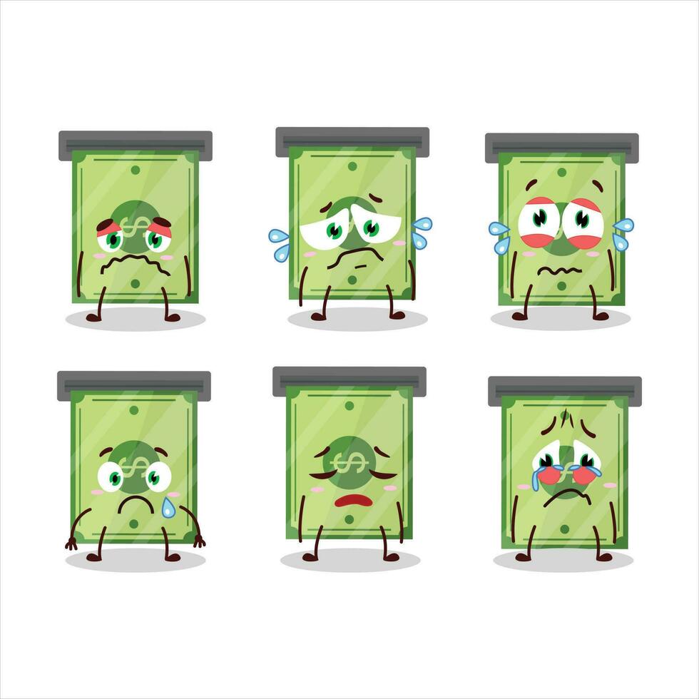 Money slot cartoon character with sad expression vector
