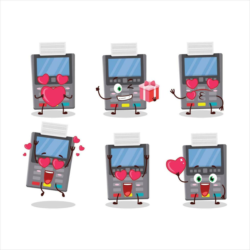 gris pago terminal dibujos animados personaje con amor linda emoticon vector