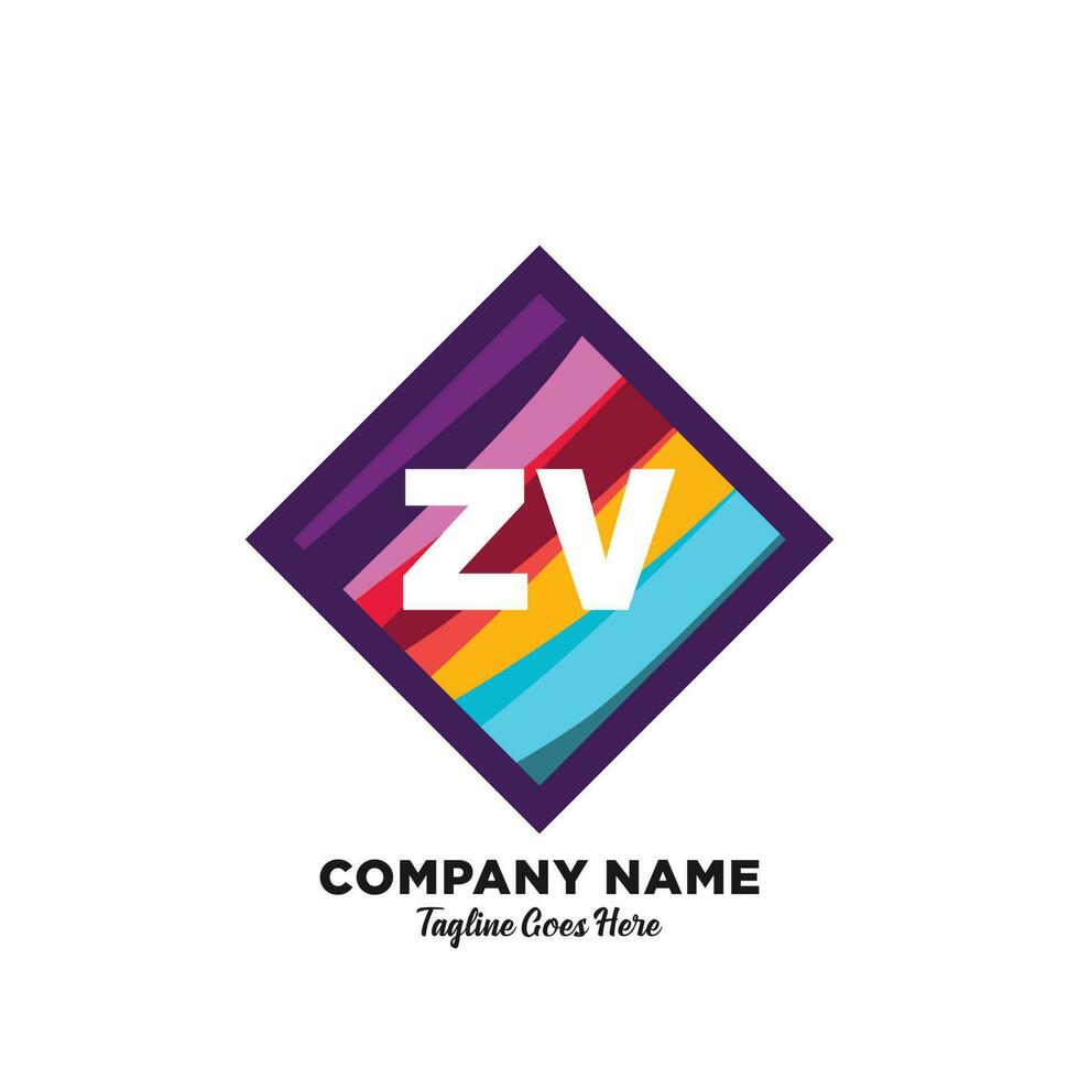 ZV initial logo With Colorful template vector. vector