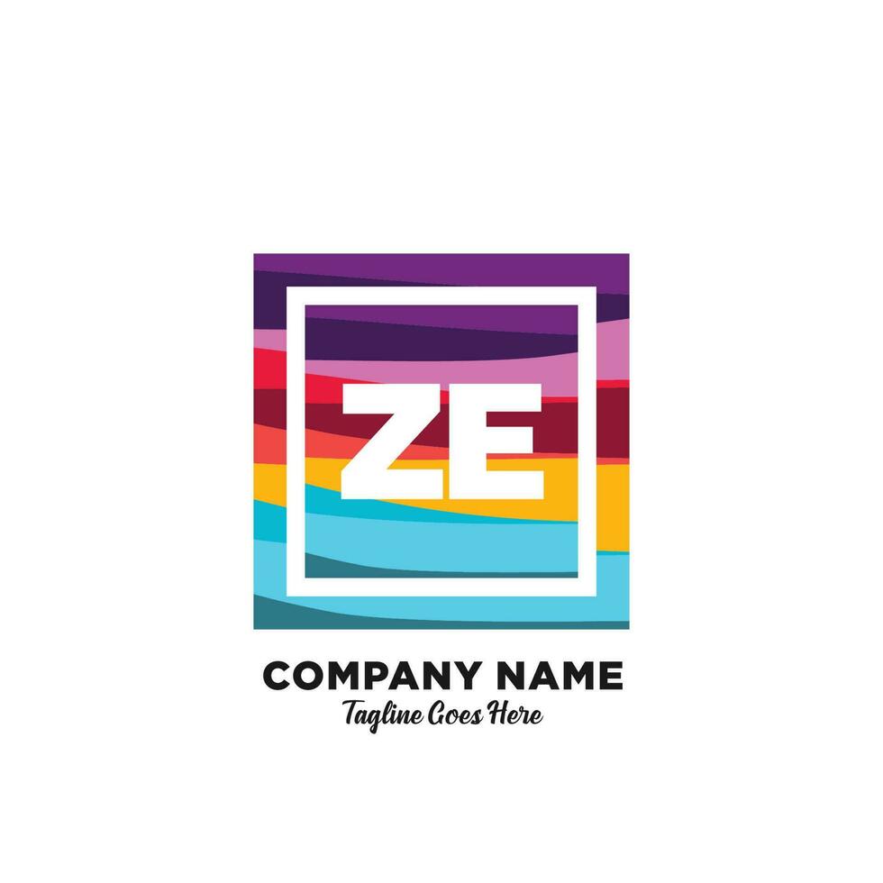 ZE initial logo With Colorful template vector. vector