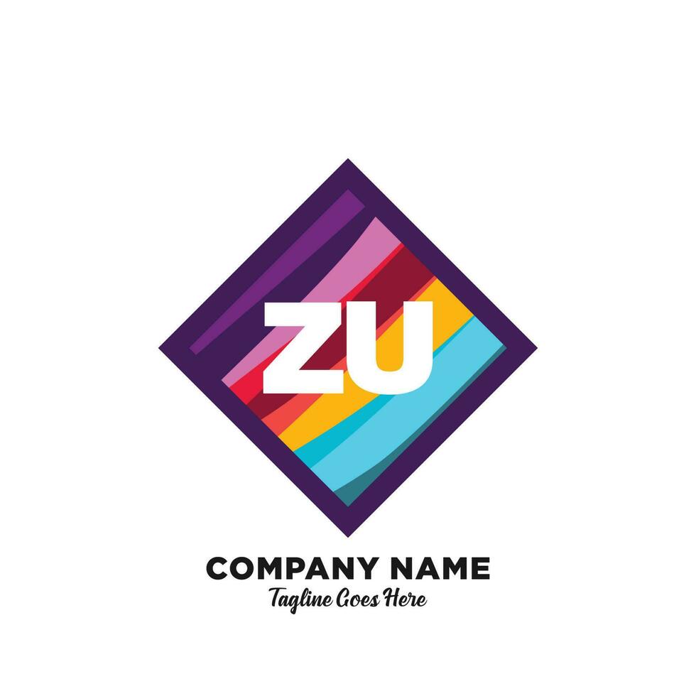 ZU initial logo With Colorful template vector. vector