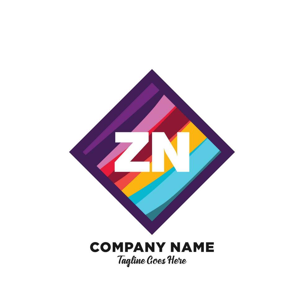 ZN initial logo With Colorful template vector. vector