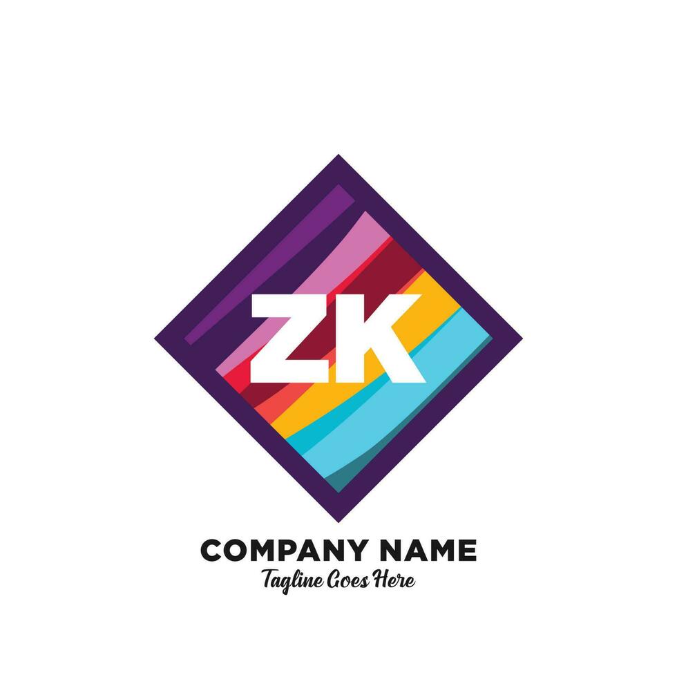 ZK initial logo With Colorful template vector. vector