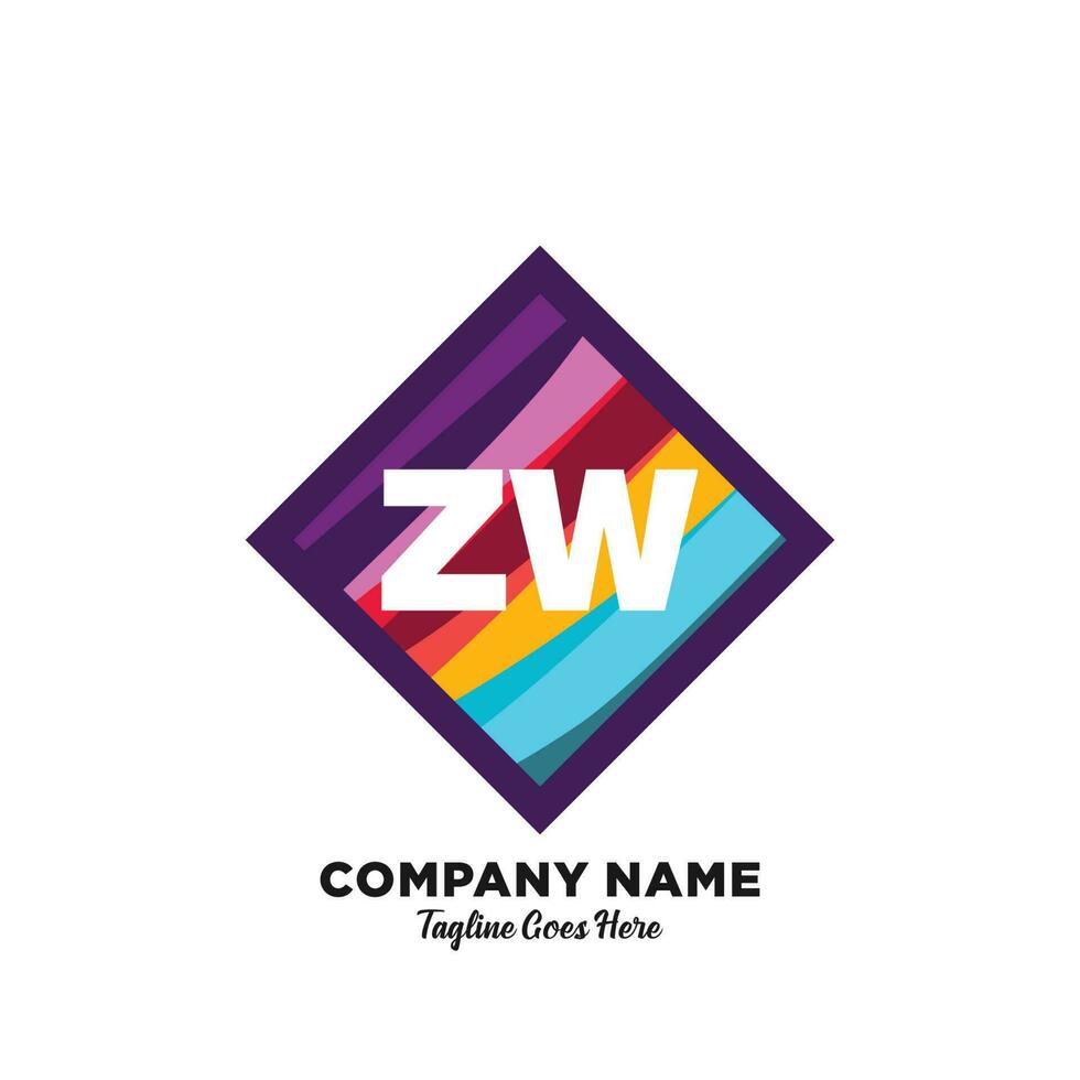 ZW initial logo With Colorful template vector. vector