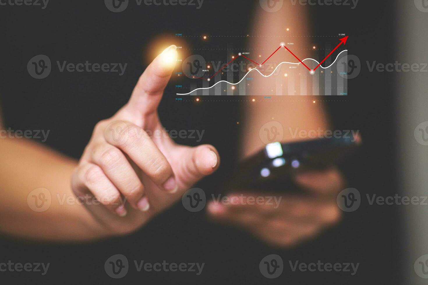 Data analytics report business strategy, management tools, Stock market indicator or forex trading graph and financial investment. photo