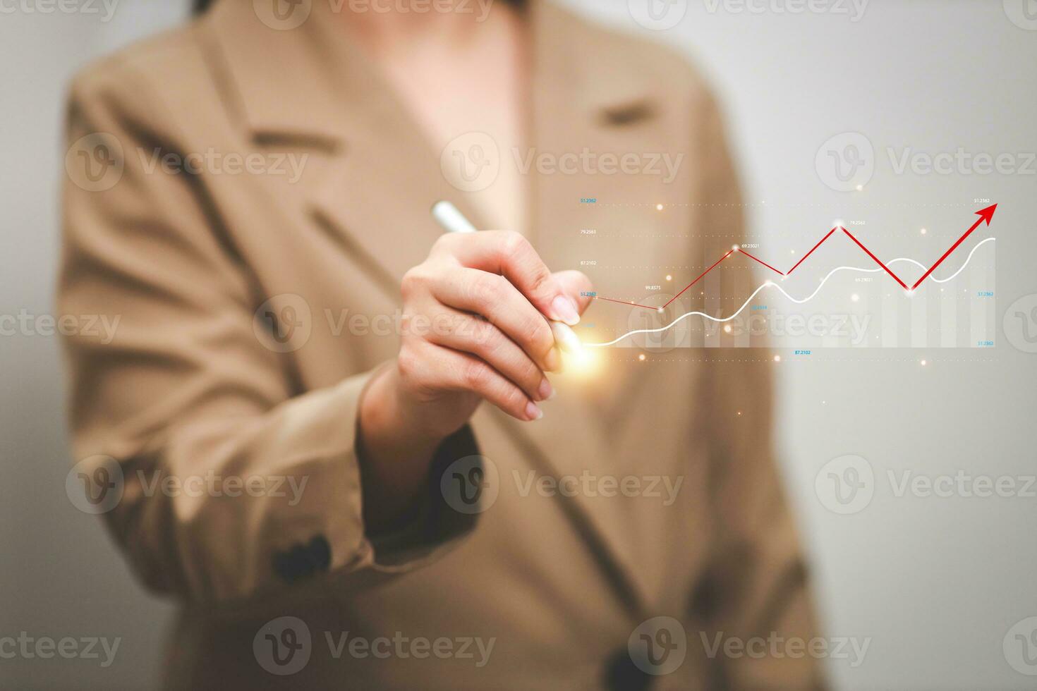 Data analytics report business strategy, management tools, Stock market indicator or forex trading graph and financial investment. photo