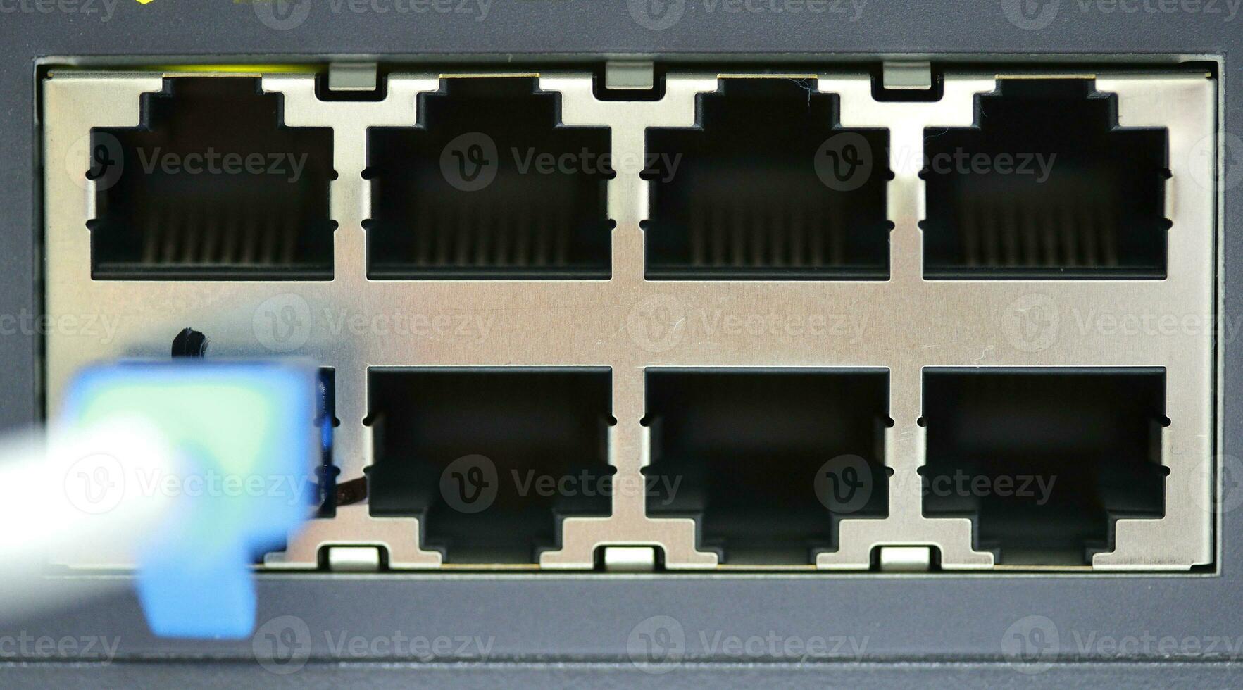Technology center network server room with UTP Network cables photo