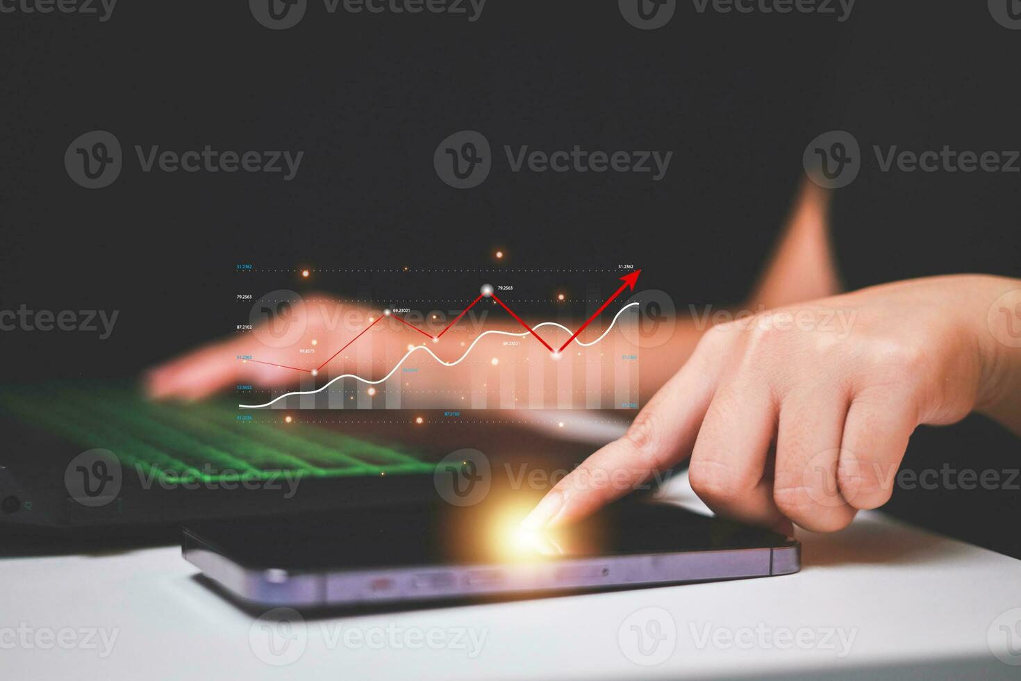 Data analytics report business strategy, management tools, Stock market indicator or forex trading graph and financial investment. photo
