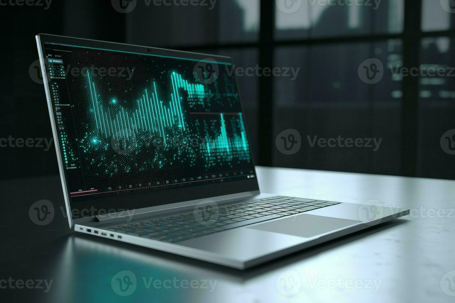 Laptop analytical data chart. Generate Ai photo