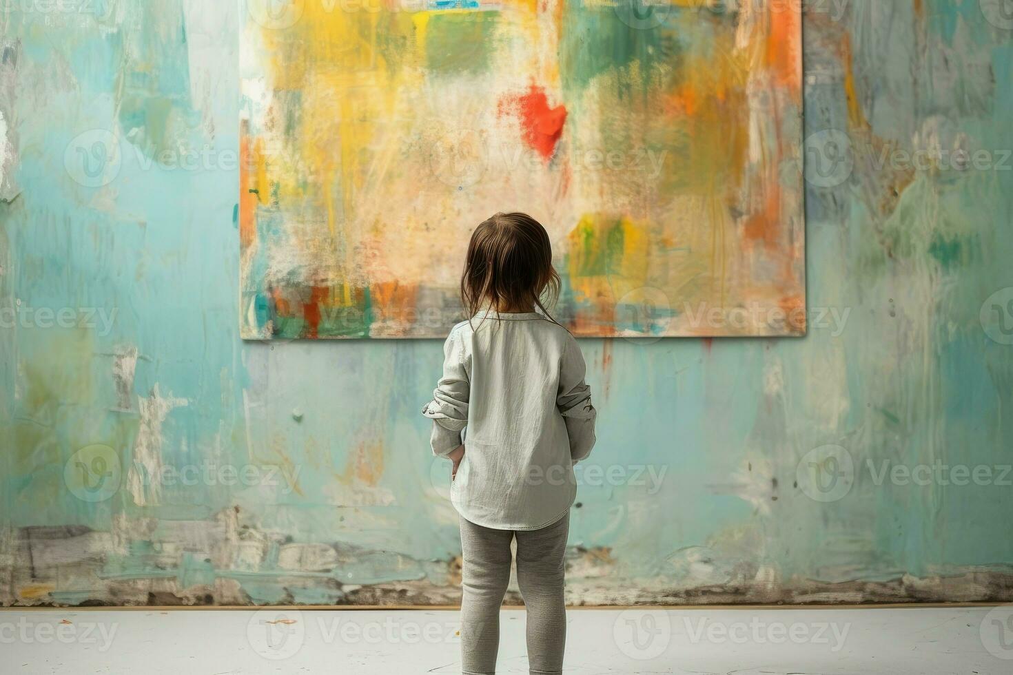 Canvas unfinished paint child girl. Generate Ai photo