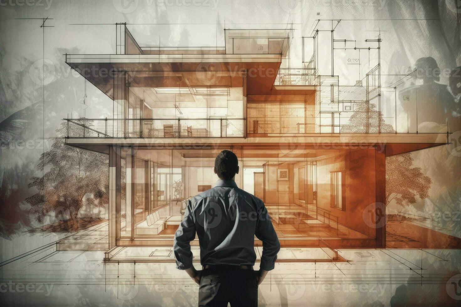 arquitecto casa plan ingeniero. generar ai foto