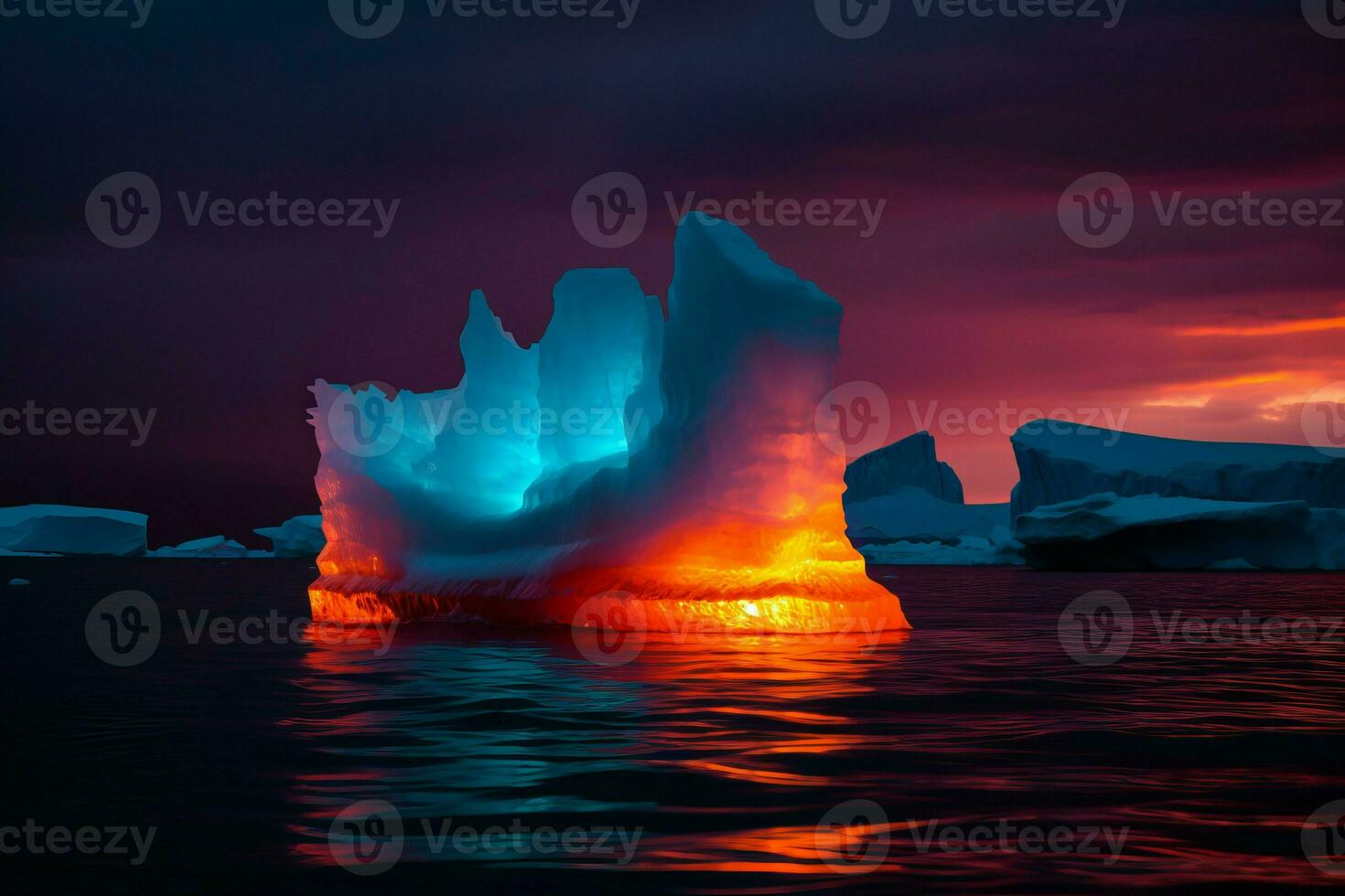 Iceberg neon colors. Generate Ai photo