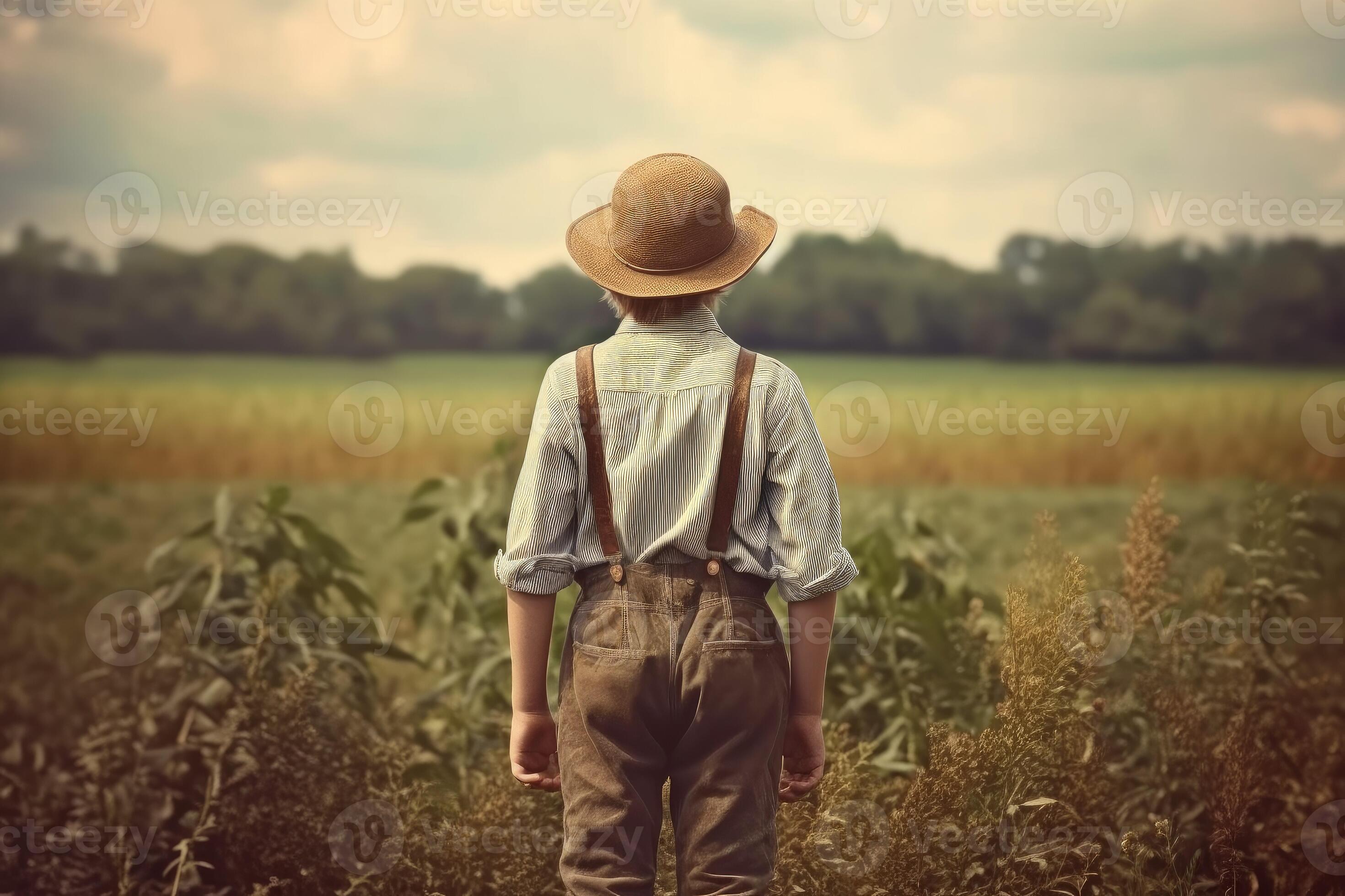 American farmer boy at field. Generate Ai 24136792 Stock Photo at Vecteezy