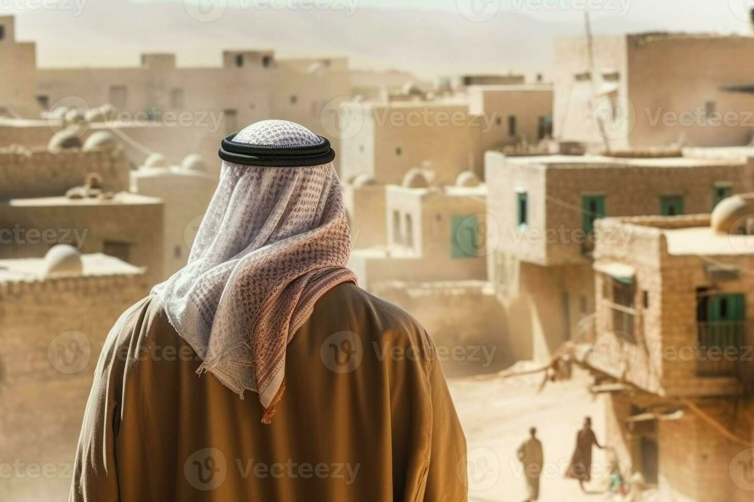 Old arab village man look. Generate Ai photo