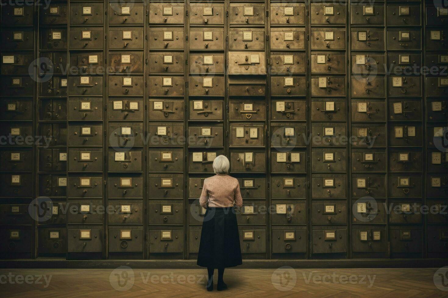 Old woman archivist. Generate Ai photo