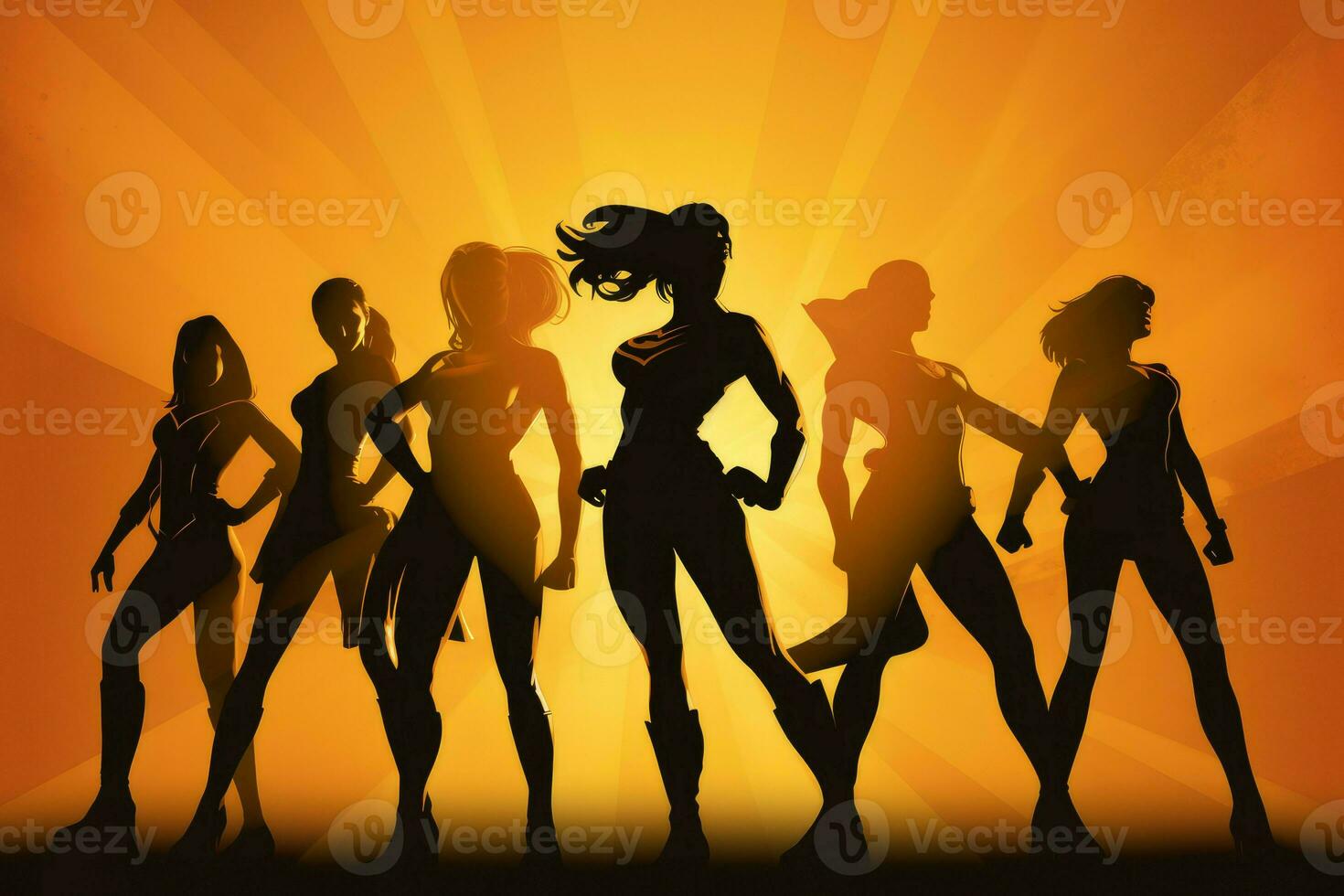 Female team silhouette. Generate Ai photo