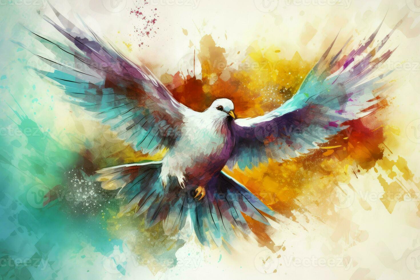 Dove colorful holy spirit. Generate Ai photo