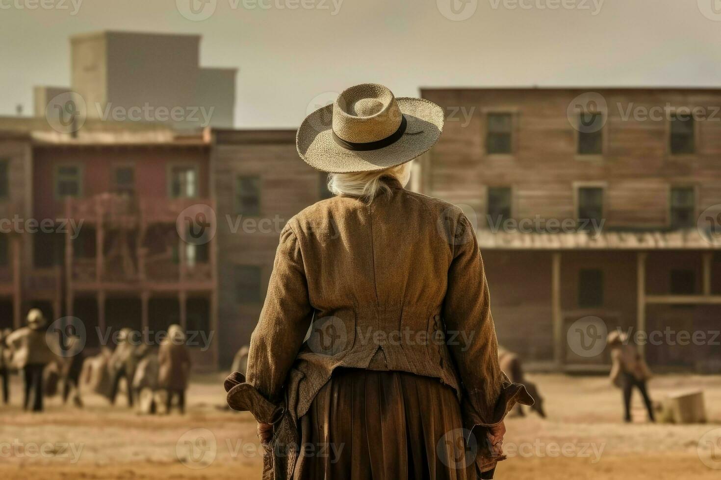 Cowboy old woman wild west. Generate Ai photo