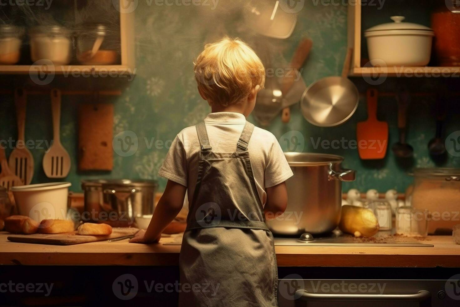 cocinar niño chico cocina. generar ai foto