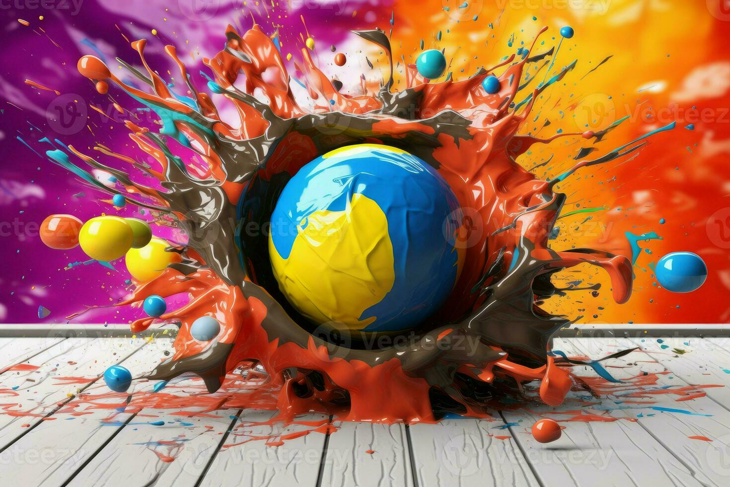 Billiard ball explosion. Generate Ai photo