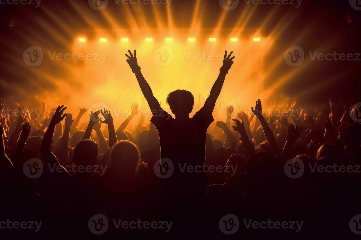 Fan raising hands. Generate Ai photo