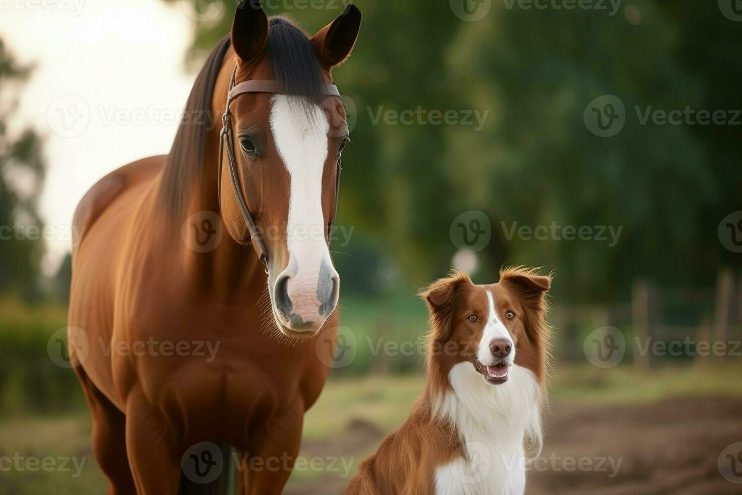 collie perro caballo. generar ai foto