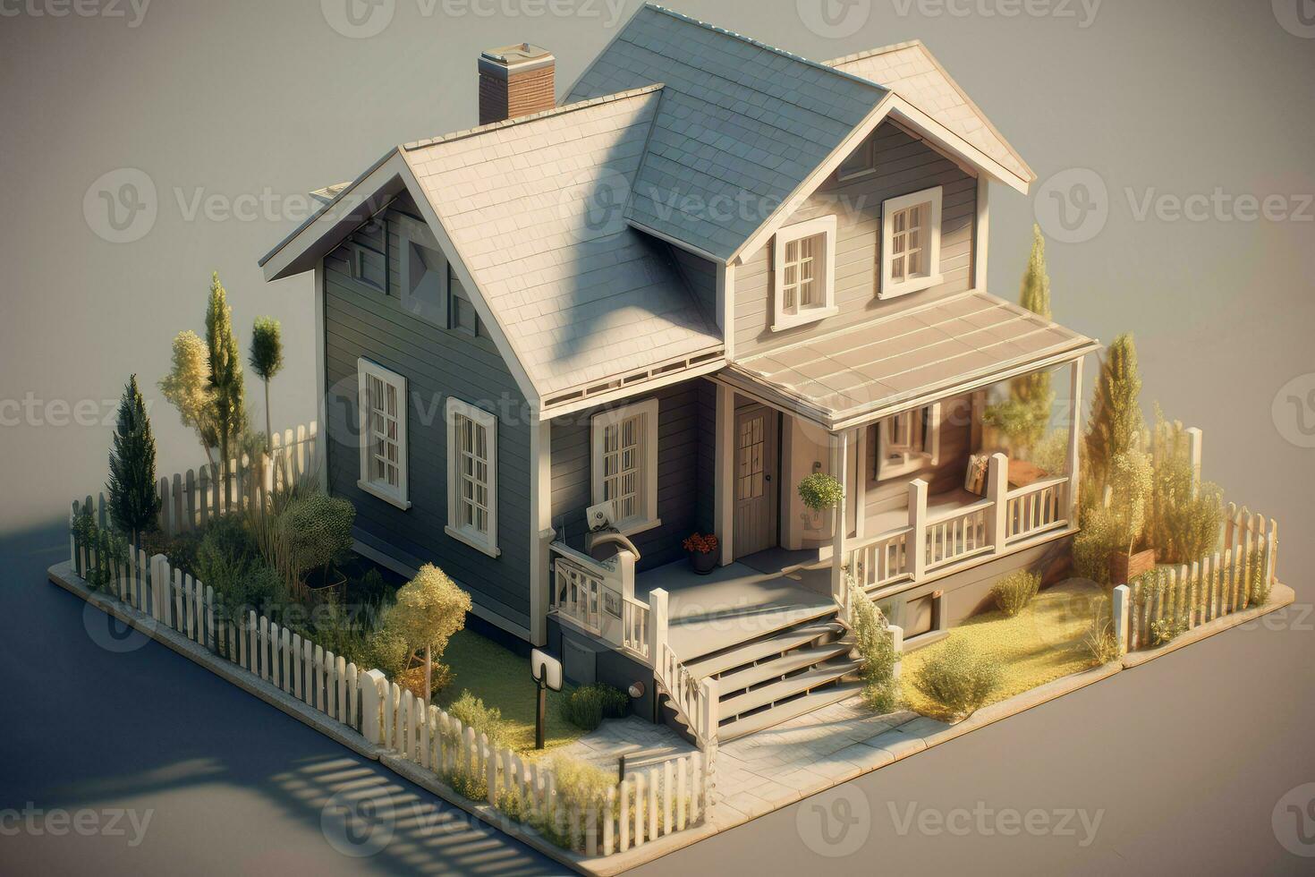 Simple gray house. Generate Ai photo
