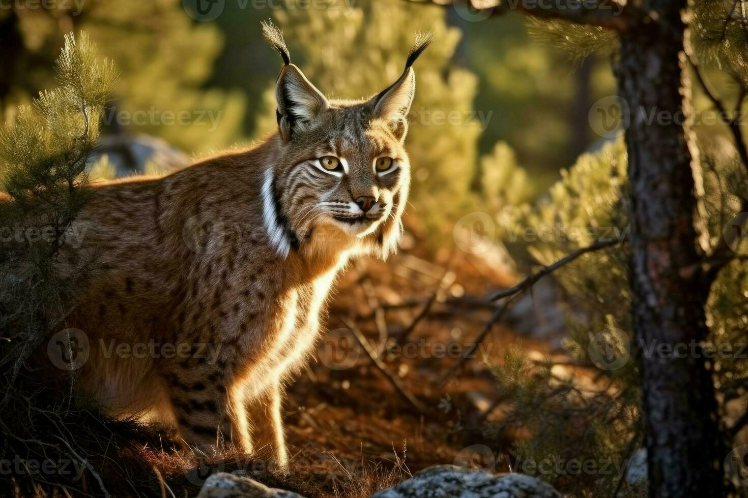 Iberian lynx forest animal. Generate Ai photo