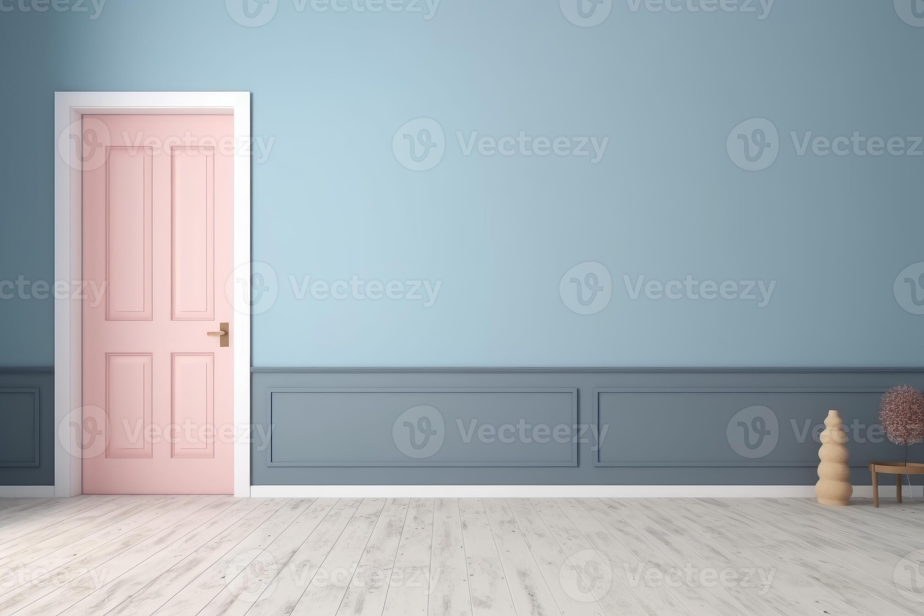 Pink door blue wall view room. Generate Ai 24137075 Stock Photo at Vecteezy