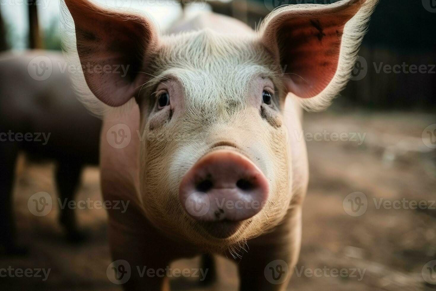 Pig face closeup. Generate Ai photo