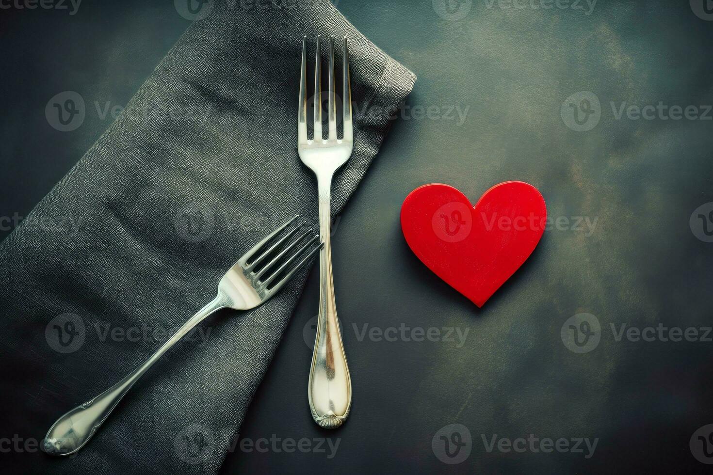 Forks heart valentine dish. Generate Ai photo