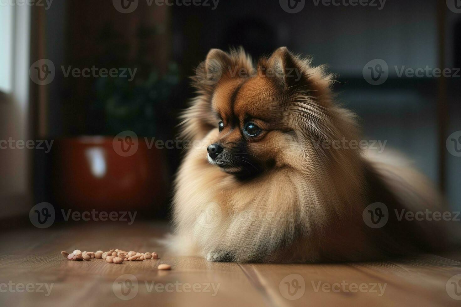 perro de Pomerania perro alimento. generar ai foto