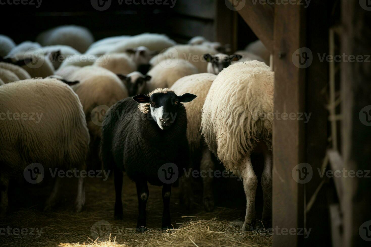 Sheep barn. Generate Ai photo