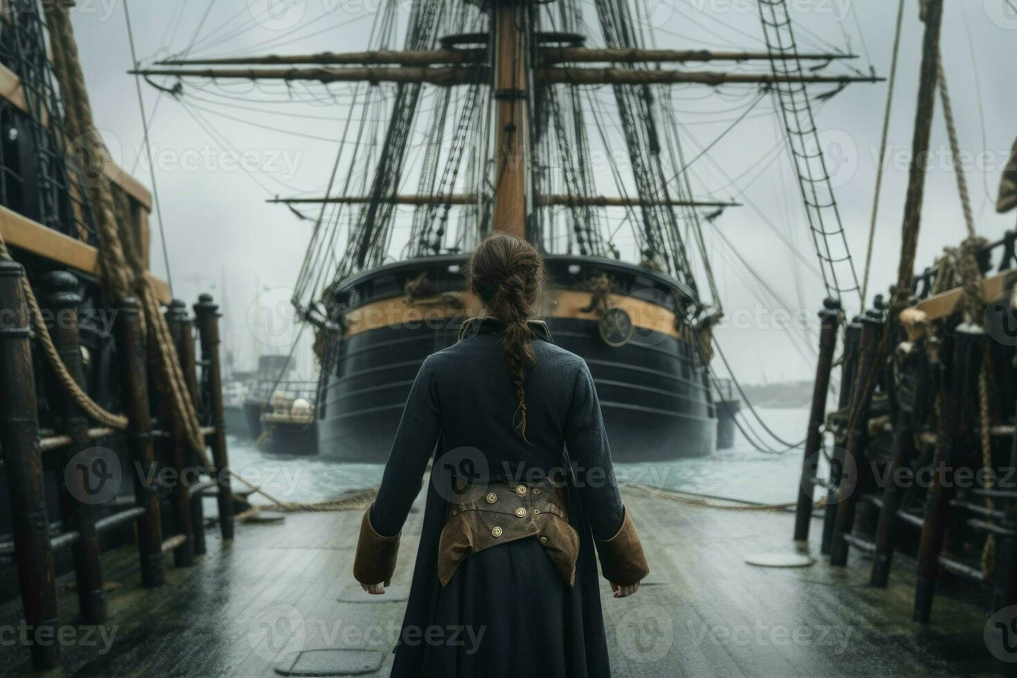 Ship captain woman nautical. Generate Ai photo