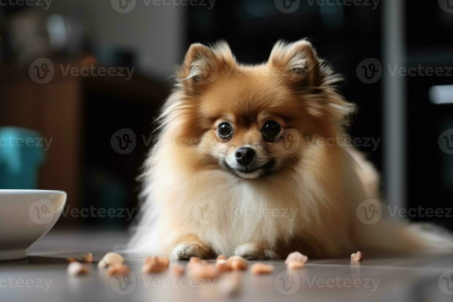 Spitz dog food canine. Generate Ai photo
