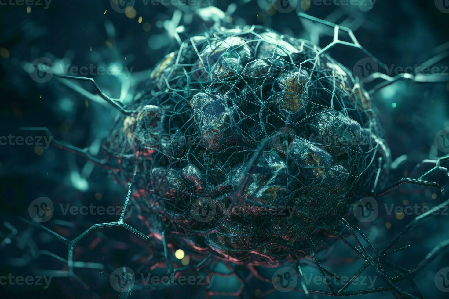 Structure neural molecule network. Generate Ai photo